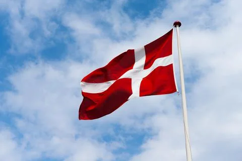 Danish flag waving in the wind Stock Photos