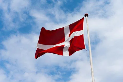 Danish flag waving in the wind Stock Photos