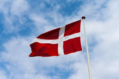 Danish flag waving in the wind Stock Photos