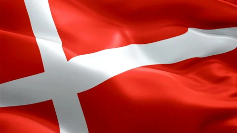 Danish flag waving in wind video footage Full HD. Danish Flag background Stock Footage 105876151