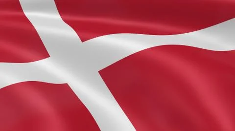 Danish flag in the wind Stock Photos