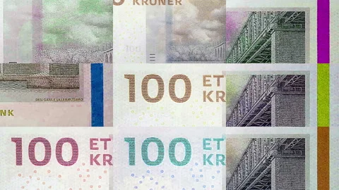 Danish Krone 100 DKK banknotes abstract color mosaic pattern Stock Footage 232945807