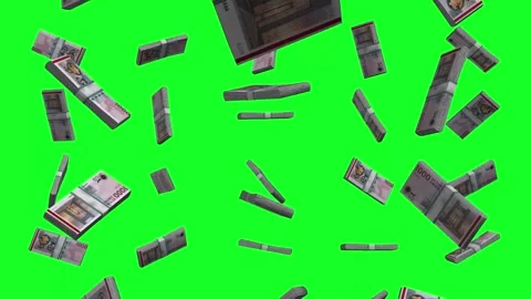Danish krone banknotes Falling Animation on Green Screen Stock Footage 266719670