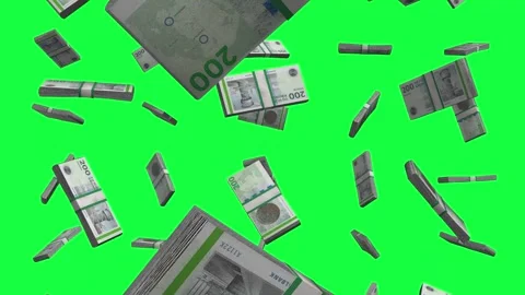 Danish Krone Falling Animation on Green Background Stock Footage 301662004