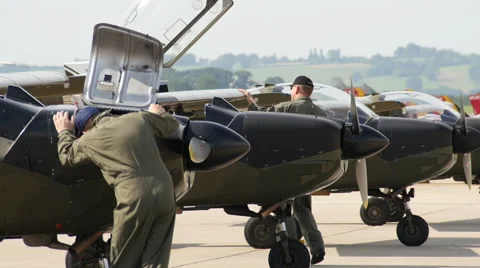 Danish Pilot Cleaning plane, 4k Stock Footage 41343096
