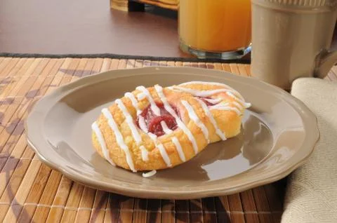 Danish rolls with raspberry filling Stock Photos