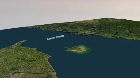 Danish Straits 4K 3D Terrain Visualization and Maritime Map Horizontal Video stock 337333065