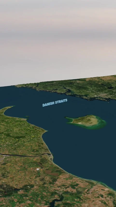 Danish Straits 4K 3D Terrain Visualization and Maritime Map Vertical Stock Footage 337333068