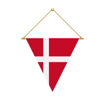 Danish triangle flag hanging, vector illustration Stock Illustration