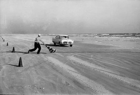 Danny Eames At The Checkered Flag, Daytona Beach, Florida, USA Stock Photos