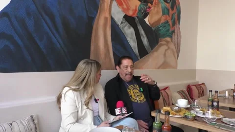 Danny Trejo Interview at his restaurant Trejo's Tacos in London Stock Footage 301453619