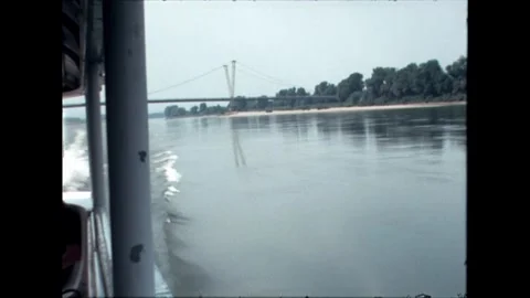 The Danube and a bridge Stock Footage 267961828