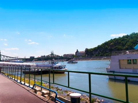 The Danube flows through and divides the city of Budapest in Hungary Stock Photos