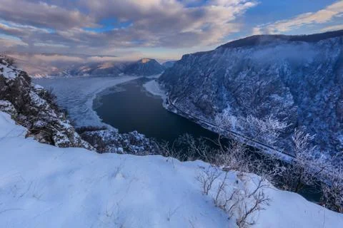 Danube Gorges in winter, Romania Stock Photos