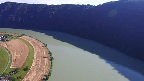 Danube meander in Upper Austria Video stock 92799516
