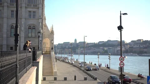 Danube quay traffic Stock Footage 74276816