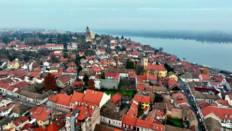Danube river and cityscape of old town, Zemun, Belgrade, Serbia, Europe. Stock Footage 324162273