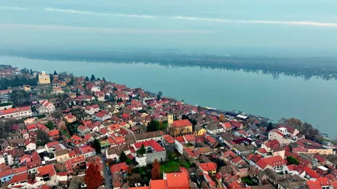 Danube river and cityscape of old town, Zemun, Belgrade, Serbia, Europe. Stock Footage 324162274