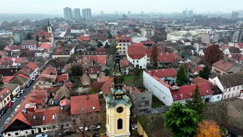 Danube river and cityscape of old town, Zemun, Belgrade, Serbia, Europe. Stock Footage 324165035