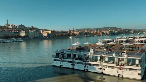 Danube River and view of Buda 5 Stock Footage 327132160