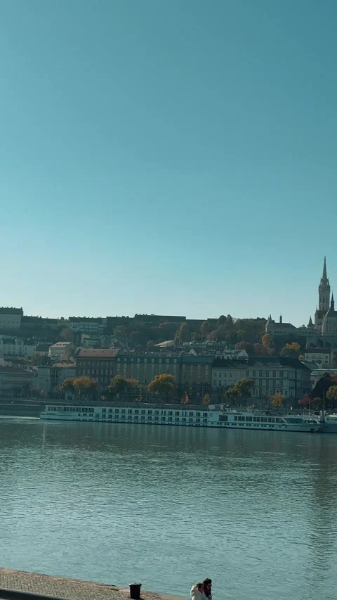 Danube River and view of Buda 6 Stock Footage 327132191