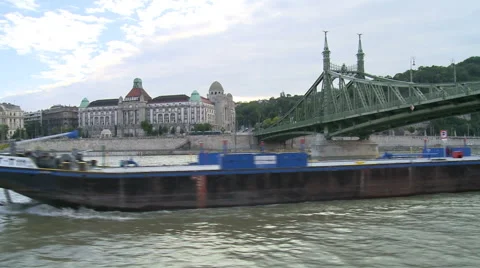 Danube River Ang Bridge in Budapest Stock Footage 45997877