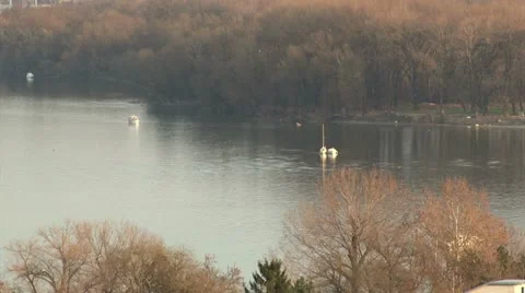Danube river, boats Stock Footage 10838630
