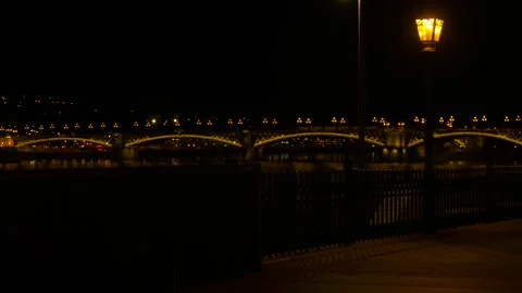 Danube river with bridge during night. 動画素材 253728033