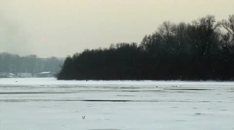The Danube river frozen Stock Footage 10773463