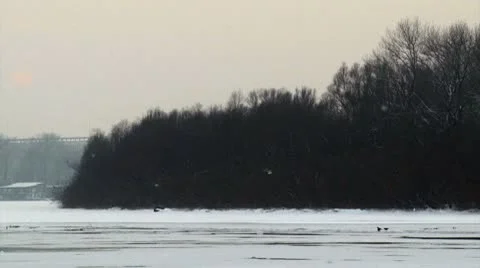 The Danube river frozen Stock Footage 10773498
