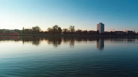 Danube river in linz Video stock 149479288