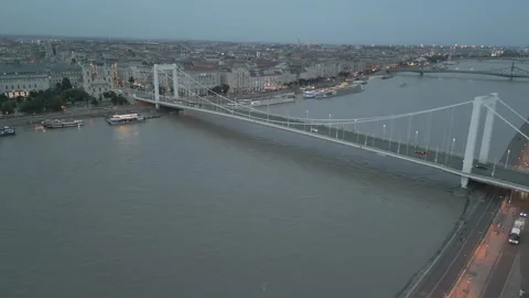 Danube River on a rainy day Stock Footage 277667038