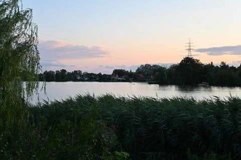 Danube River sunset landscape Fotos Stock