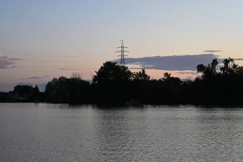 Danube River sunset Stockfoto's