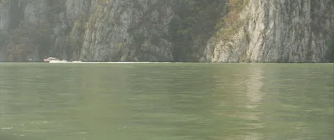 Danube river waters between Romania and Serbia 4K scope video Stock Footage 323356820