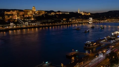 Danube Sunset Stock Footage 129253145