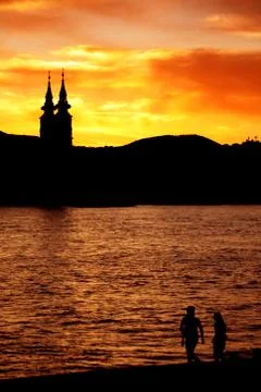 Danube sunset Stock Photos