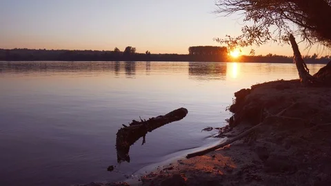 Danube at sunset time lapse Stock Footage 118059223