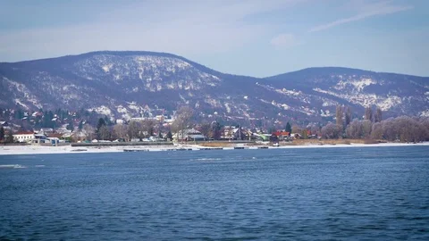 The Danube in winter Stock Footage