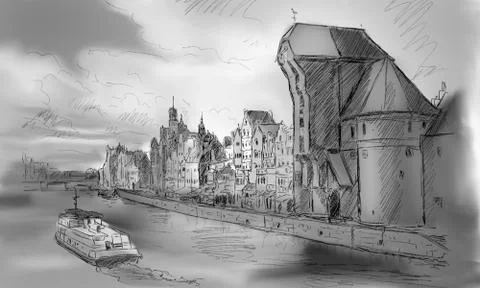 Danzig  Krantor Polen Illustrazione stock