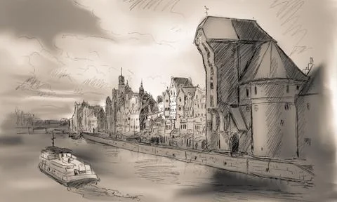 Danzig  Krantor Polen Illustrazione stock