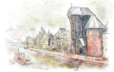 Danzig  Krantor Polen Illustrazione stock