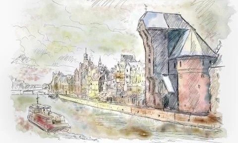 Danzig  Krantor Polen Illustrazione stock