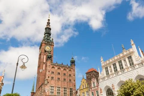 Danzig, Poland - July 7 2016: Tower of Main City hall in the old city Foto stock