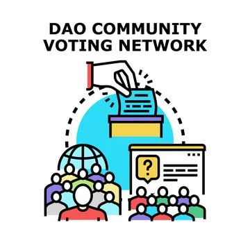 Dao community voting network decentralized autonomous organization Stock Illustration