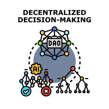 Dao decentralized autonomous organization making transparent decisions Stock Illustration