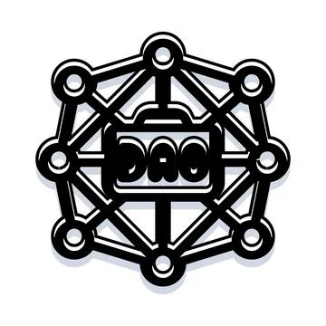 Dao decentralized autonomous organization network emblem blockchain concept Stock Illustration