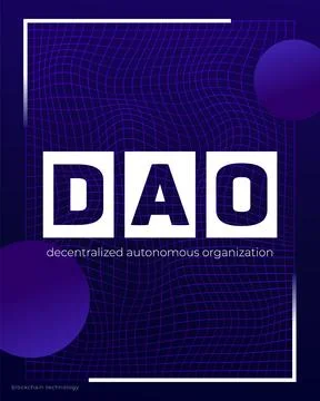 DAO design, decentralized autonomous organization vector Stock Illustration
