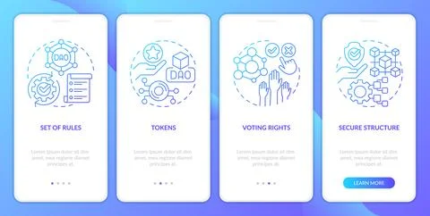 DAO elements blue gradient onboarding mobile app screen 스톡 일러스트