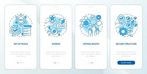 DAO elements blue onboarding mobile app screen 스톡 일러스트